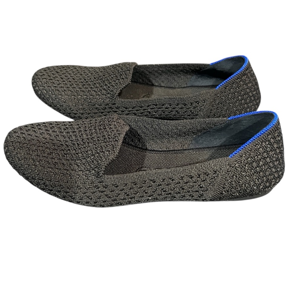 Rothys Round Toe Shoes Sz 8.5 Black/Blue Loafer Slip On Ballet Flat - Picture 2 of 6
